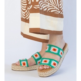 Pantofole di espadrille verdi ricamate verde 2