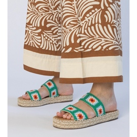Pantofole di espadrille verdi ricamate verde 1