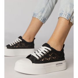 Sneaker nere sneakers Openwork femminile nero 1