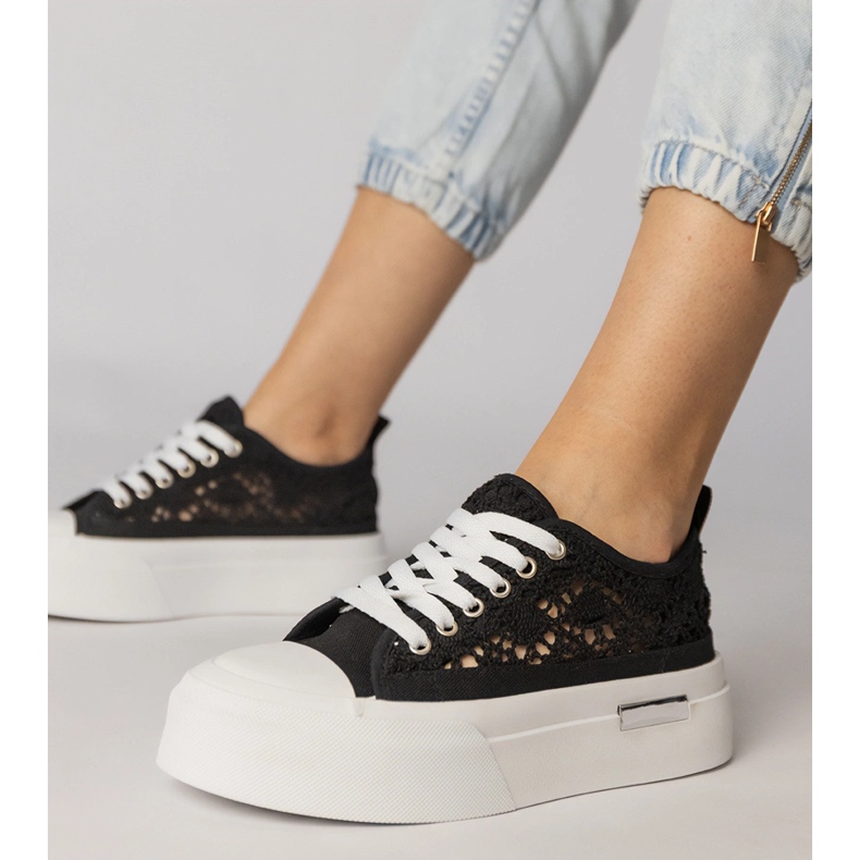 Sneaker nere sneakers Openwork femminile nero 1