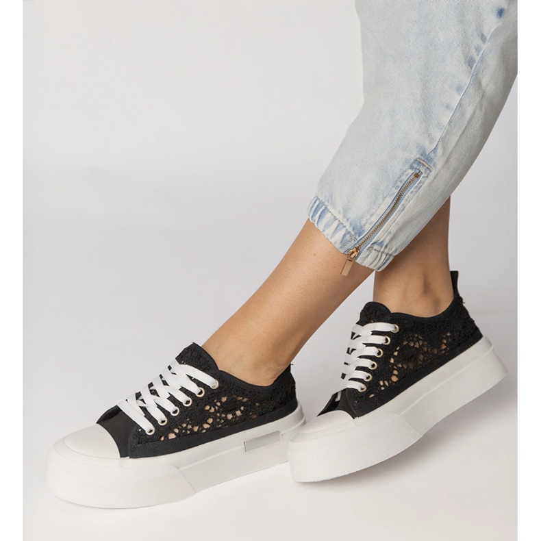 Sneaker nere sneakers Openwork femminile nero 2