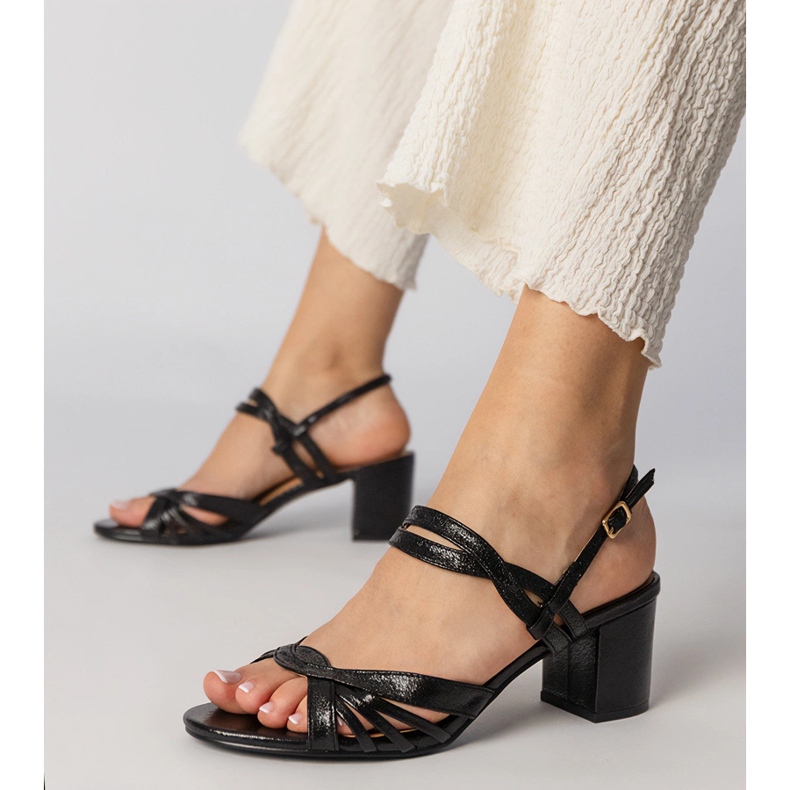 Sandali neri con tacco da donna nero 1