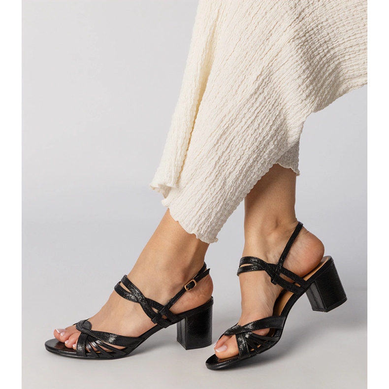 Sandali neri con tacco da donna nero 2