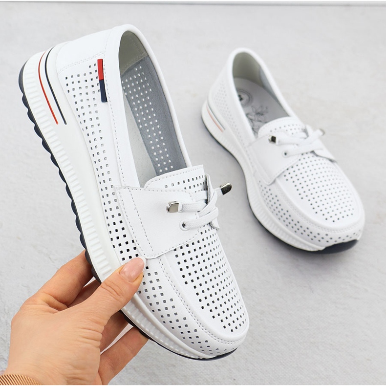 Evento Scarpe in pelle da donna Openwork White Event 8443 bianco 2
