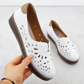Scarpe in pelle da donna Openwork sull'elevazione del bianco Evento 7007 1