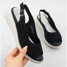 Sandali femminili con zeppe neri vinceza 97303 nero 1
