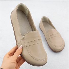 Mocassini in pelle da donna a piedi nudi Ekri Helios 433 beige 1