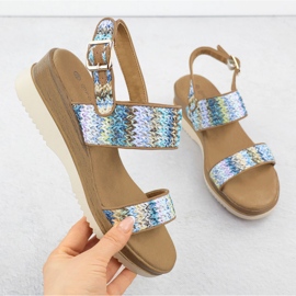 Sandali femminili per cuneo blu potocki intreccia 45302 1