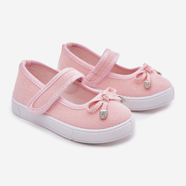 Ballerine per bambini con un arco rosa 1