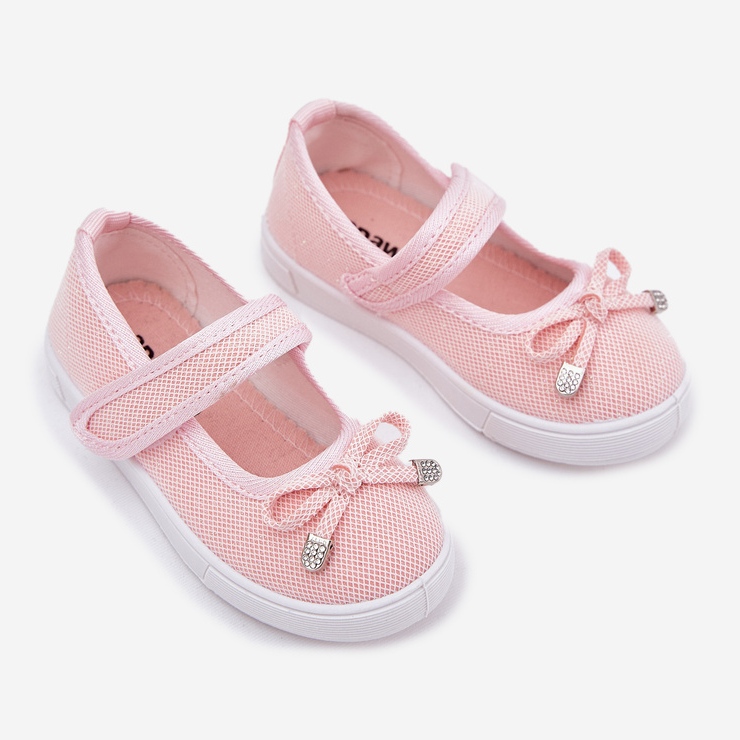 Ballerine per bambini con un arco rosa 2