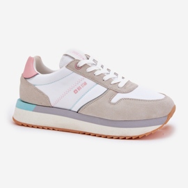 Sneakers in pelle scamosciata femminile Big Star RR274A047 Sistema di beige-white hi-polish 1