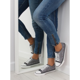 Sneakers da donna in pizzo grigio NB89P grigio 2