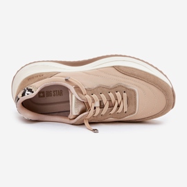 Sneakers in pelle scamosciata femminile sulla piattaforma Hi-Poly Dark-line di Big Star RR274A345 beige 2