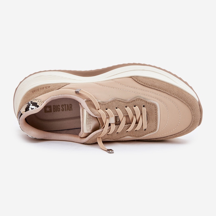 Sneakers in pelle scamosciata femminile sulla piattaforma Hi-Poly Dark-line di Big Star RR274A345 beige 2