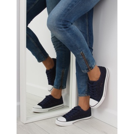 Sneakers da donna in pizzo blu navy NB89P Blue 2