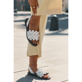 Sandali in pelle con tacchi piatti Zazoo 40425 bianco bianca 2