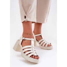 Sandali in pelle femminile dipinti sul palo del mendicante leggero Vinceza 66621 beige 2