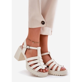 Sandali in pelle femminile dipinti sul palo del mendicante leggero Vinceza 66621 beige 1
