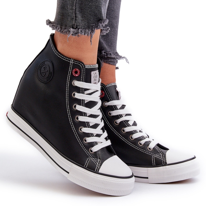 Scarpe da ginnastica con zeppa da donna Cross Jeans NN2R4005 Nere nero 6