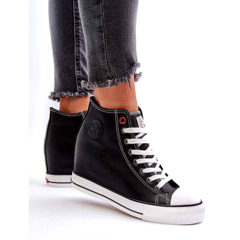 Scarpe da ginnastica con zeppa da donna Cross Jeans NN2R4005 Nere nero 3