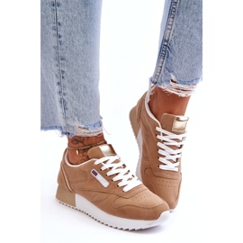 Scarpe sportive eco-inoather allacciata sulla piattaforma beige 1