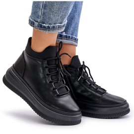 Scarpe sportive in pelle leggera sulla piattaforma Artiker 55C1041 Nere nero 5