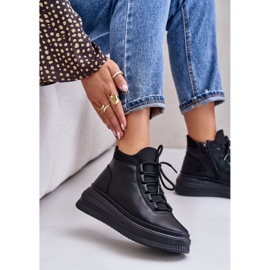 Scarpe sportive in pelle leggera sulla piattaforma Artiker 55C1041 Nere nero 3