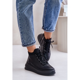 Scarpe sportive in pelle leggera sulla piattaforma Artiker 55C1041 Nere nero 1