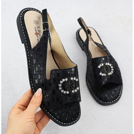 Sandali in pelle femminile nero s.barski kv51-096 1