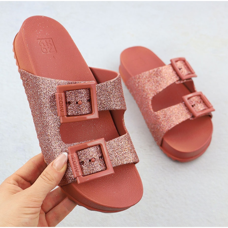 Flip da donna con fibbie da spiaggia da piscina Zaxy RR285025 rosso 1