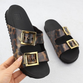Flip di donne con fibbie da spiaggia da piscina con stampa leoparda marrone Zaxy RR285059 1