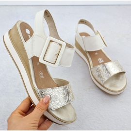 Sandali comodi in pelle per velcro, Remonte D6453-61 Velcro bianca 1