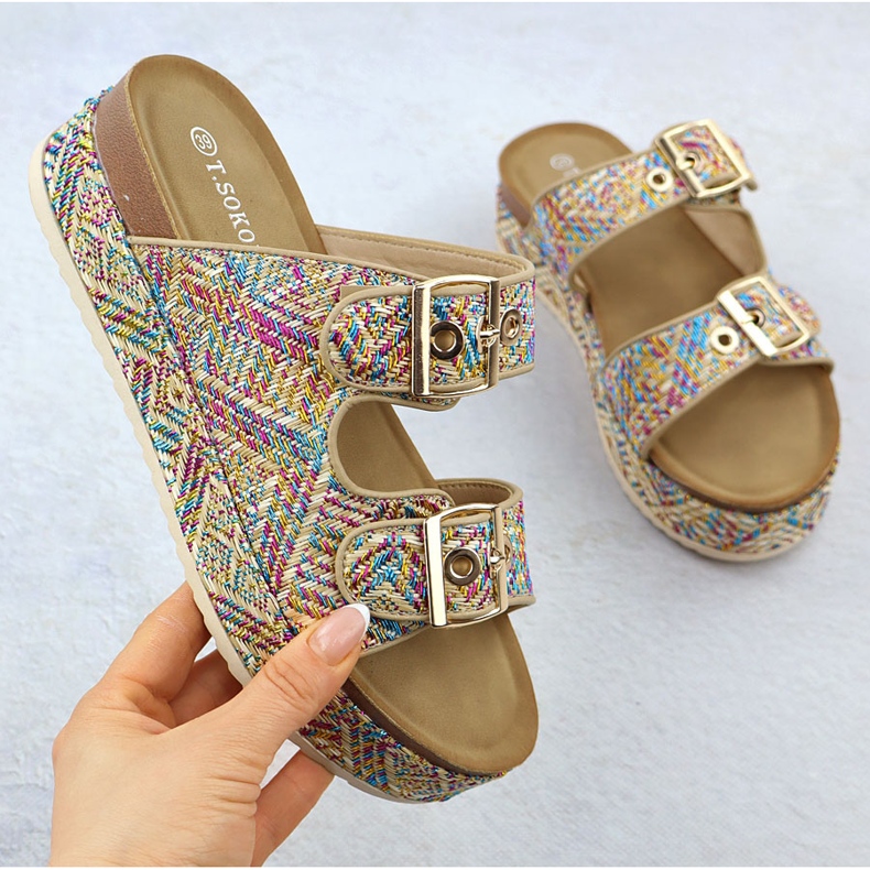 Pantofole su una suola spessa con morsetti T.Sokolski L25-322 multicolore 1