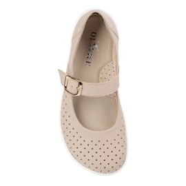 Barefoot Women's Ballerinas Olivier 1770Pol in pelle con fibbia beige 1