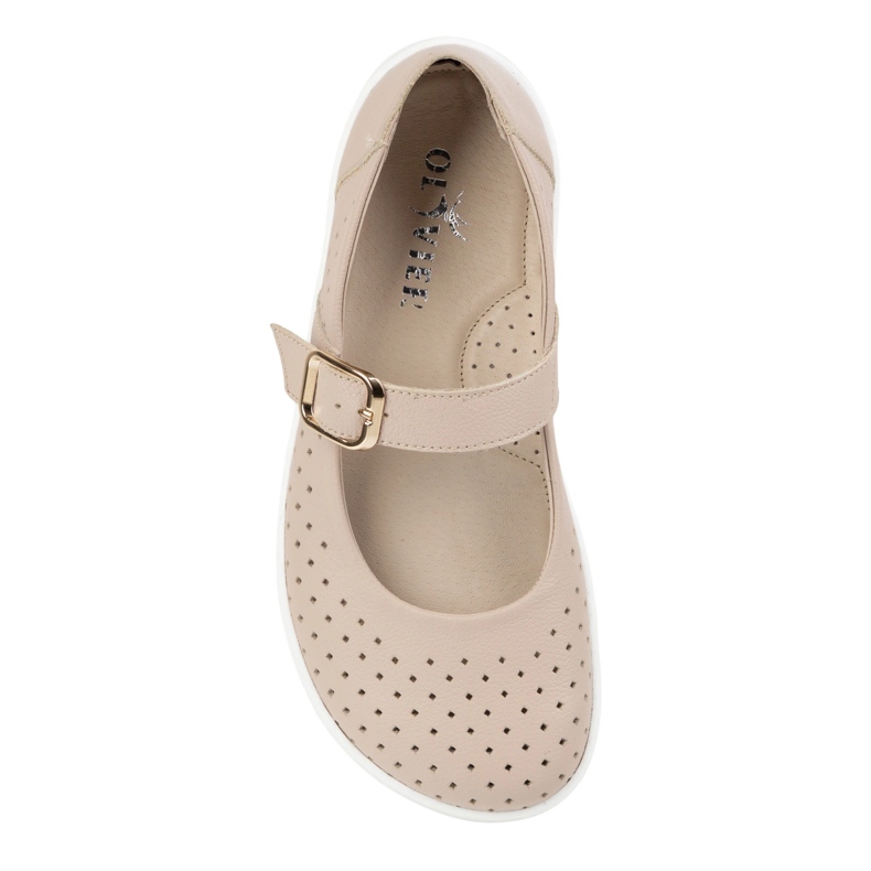 Barefoot Women's Ballerinas Olivier 1770Pol in pelle con fibbia beige 1