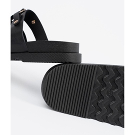 Seastar Pantofole da donna nera decorate con tre strisce con strass nero 2