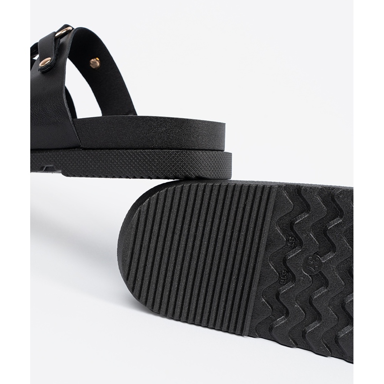 Seastar Pantofole da donna nera decorate con tre strisce con strass nero 2