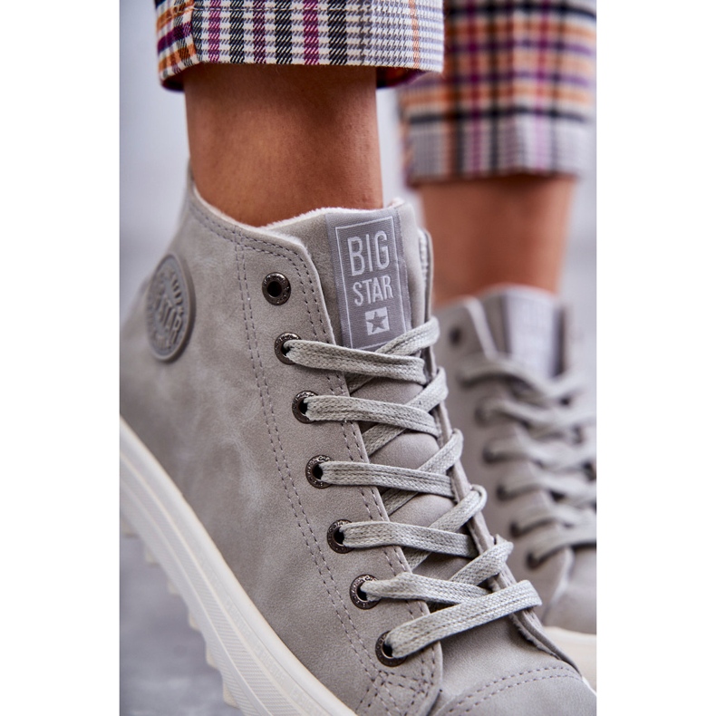 Big Star Sneaker da stelle da donna ad alta isolata grigia EE274114 grigio 4