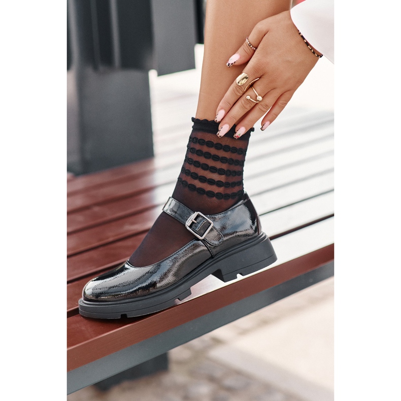 Scarpe da donna verniciata con Black Vinceza 62179 Belt nero 4