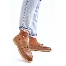 Mocassini da donna in pelle beige 3