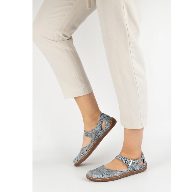 Olivier Scarpe a piedi nudi da donna realizzati in pelle naturale con stampa 1284 blu 2