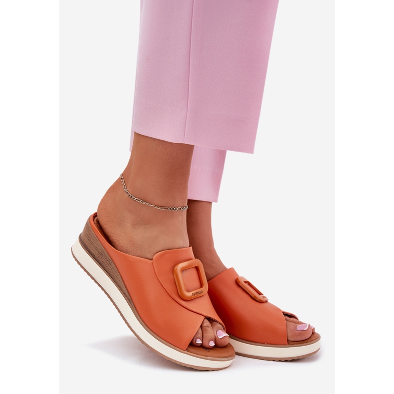Flip in pelle femminile infradito artiker 56c2149 arancione arancia 1