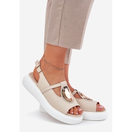 Cuoio sandali da donna elegante s.barski Gr51-603 beige 1