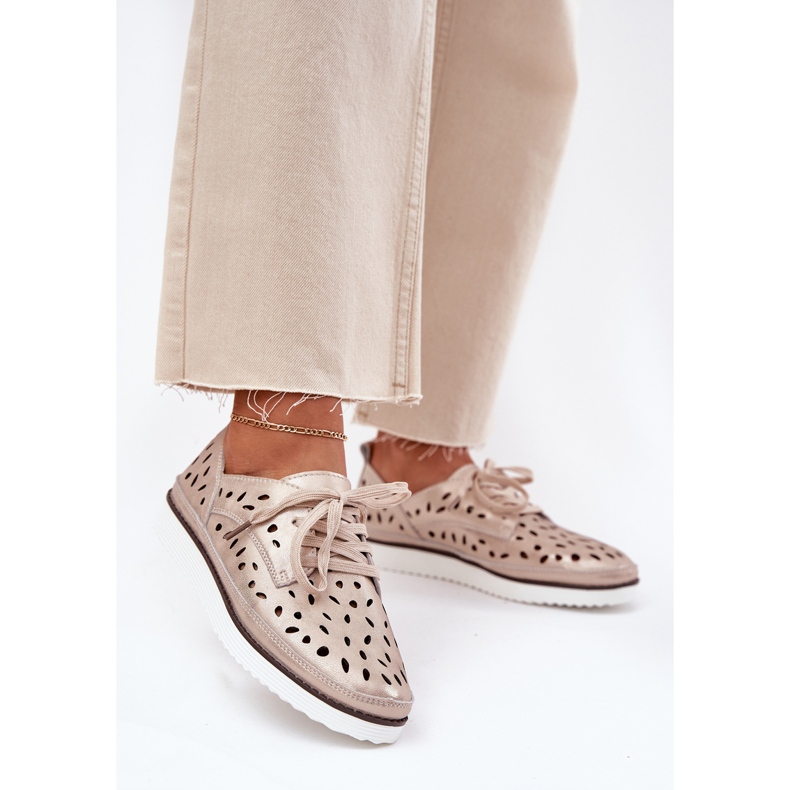 S.Barski Scarpe in pelle da donna S. Barski LR51-611 Złote d'oro 2