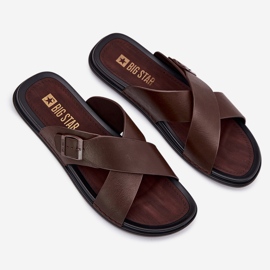 Pantofole in pelle maschile con fibbia marrone Big Star RR174077 2