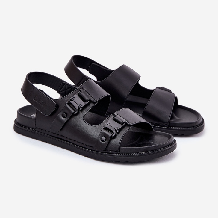 Big Star RR174086 Sandali in pelle maschile nero 1