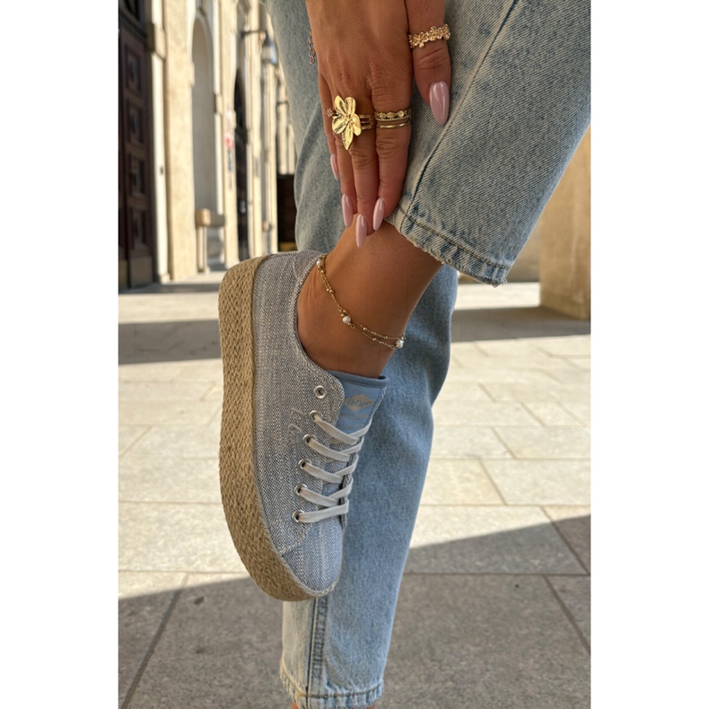 Sneaker femminili sulla piattaforma con Lee Cooper LCW-25-02-3283 Blue Braid 2