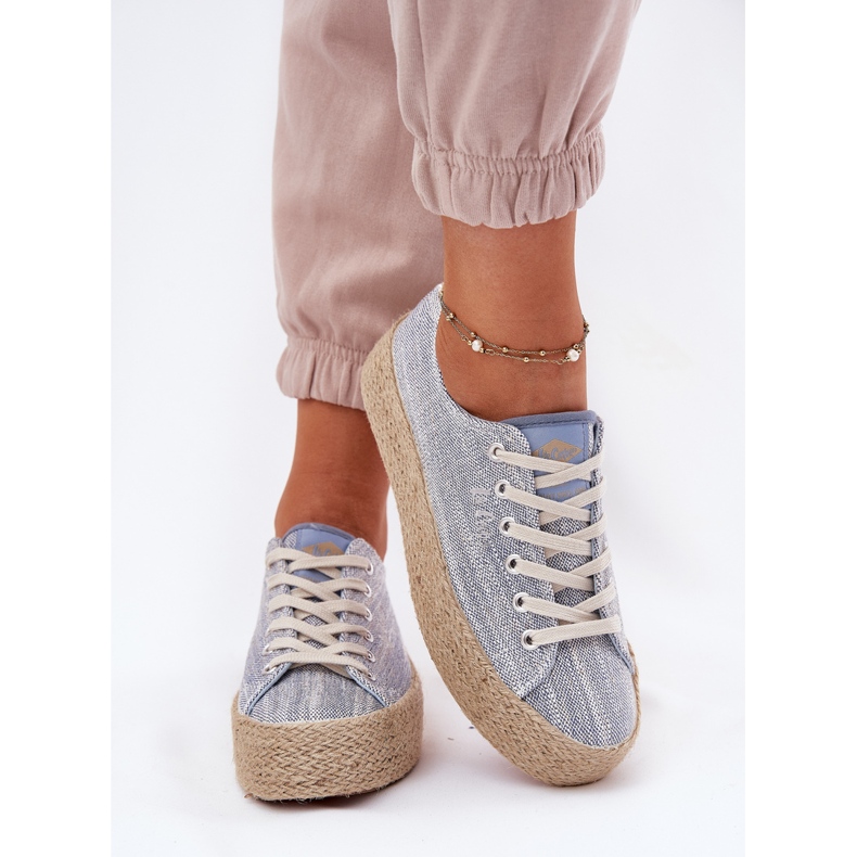 Sneaker femminili sulla piattaforma con Lee Cooper LCW-25-02-3283 Blue Braid 1
