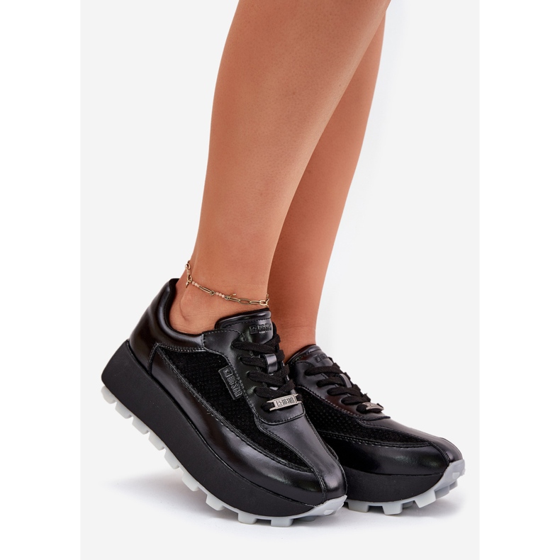 Sneakers in pelle femminile sulla piattaforma nera di Big Star RR274873 Hi-Polish nero 1