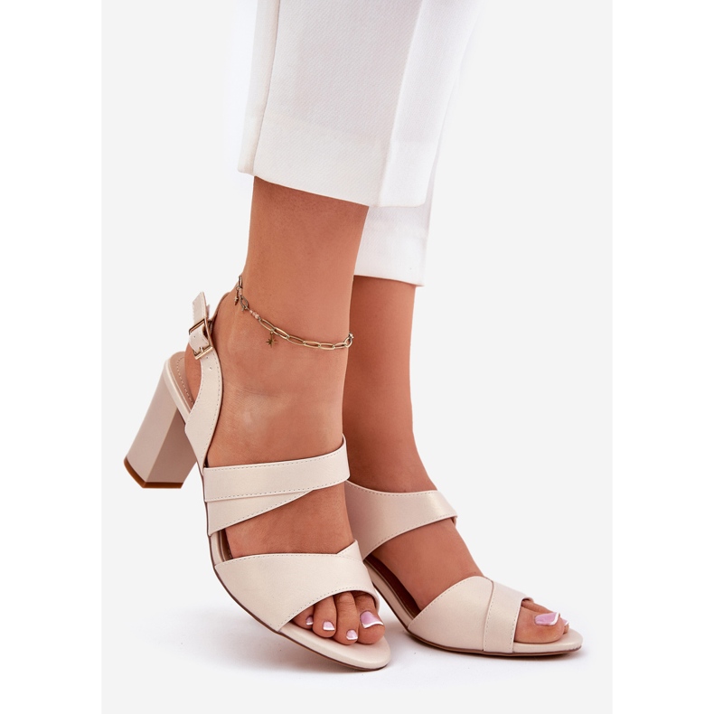 Sandali femminili sul Sergio Leone SK866 BEGE Abilità beige 1